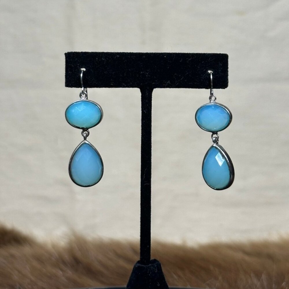 Marcia Moran Silver-Lined Blue Stone Drop Earrings